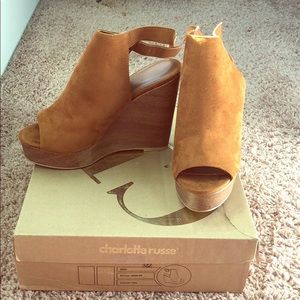 Tan suede wedges